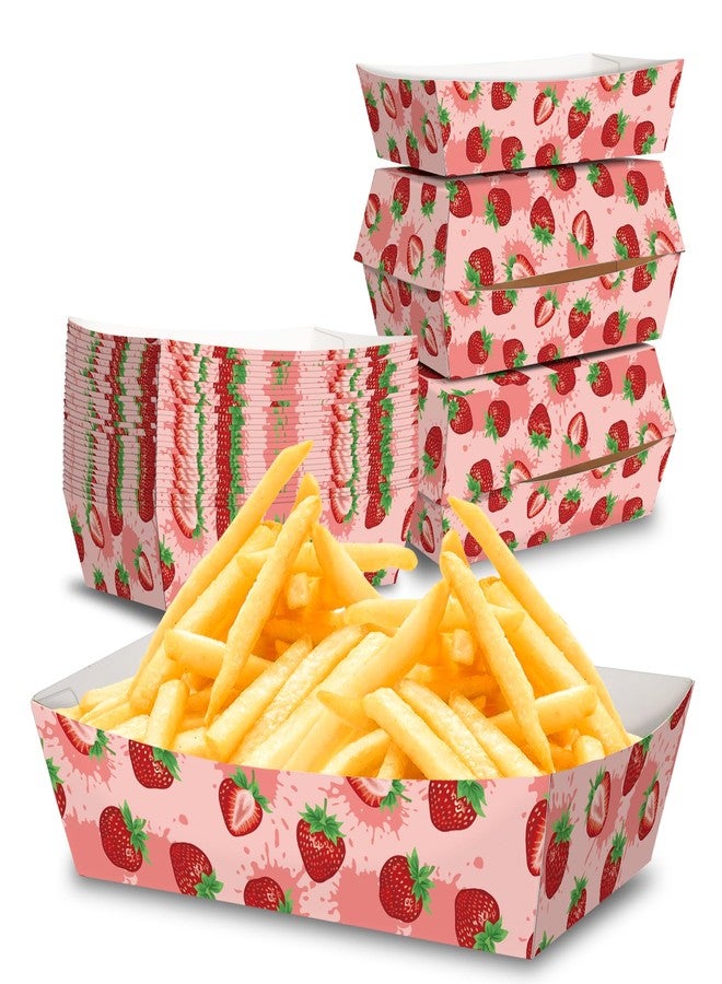 KERINGO No Folding Required 50 Pack 2Lb Strawberry Paper Plates Disposable Waterproof Food Bowl Tray Berry Plates Bulk for Strawberry Themed Shortcake Berry First Birthday Party Supplies Favors Decoration - Image 1
