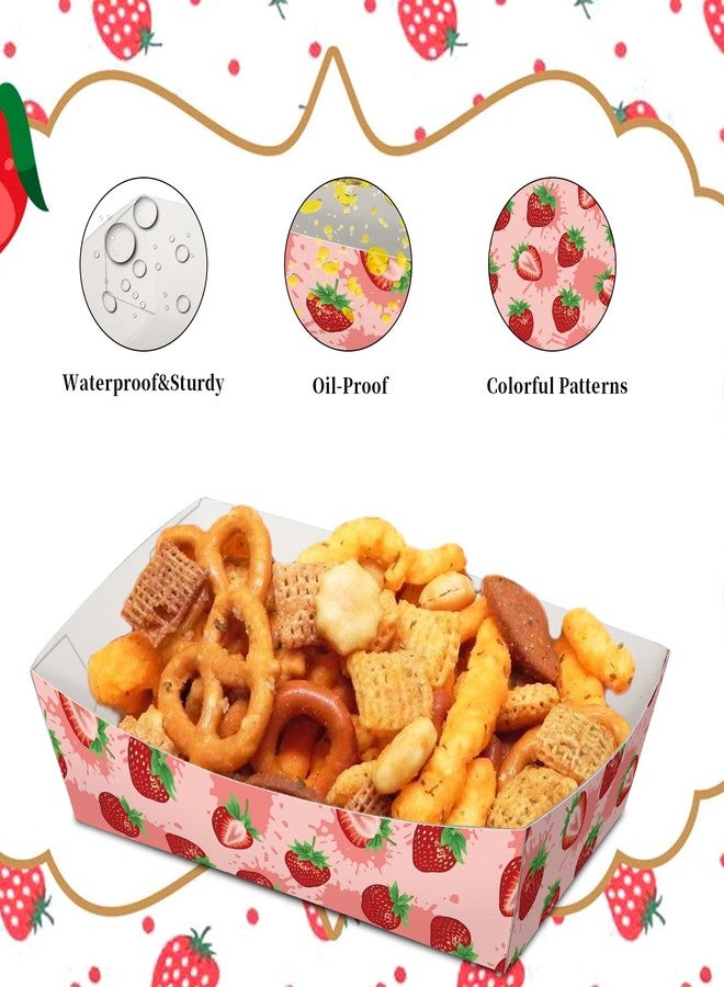 KERINGO No Folding Required 50 Pack 2Lb Strawberry Paper Plates Disposable Waterproof Food Bowl Tray Berry Plates Bulk for Strawberry Themed Shortcake Berry First Birthday Party Supplies Favors Decoration - Image 5