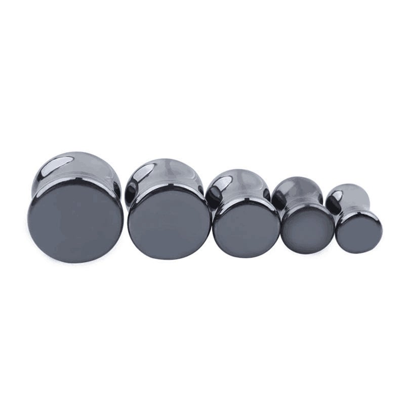 1Pair 6MM Natural Stone Puncture Ear Expansions Ear Tunnel Plugs Ear Gauges Jewelry (Black) - Image 2