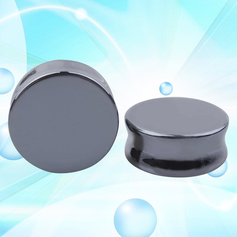 1Pair 6MM Natural Stone Puncture Ear Expansions Ear Tunnel Plugs Ear Gauges Jewelry (Black) - Image 1