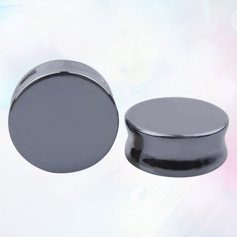 1Pair 6MM Natural Stone Puncture Ear Expansions Ear Tunnel Plugs Ear Gauges Jewelry (Black) - Image 3