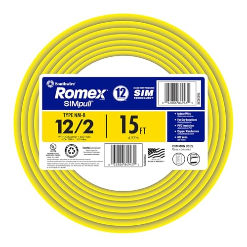 Southwire Romex Brand Simpull Solid Indoor 12/2 W/G NMB Cable 15ft coil - SW# 28828226 - Image 2