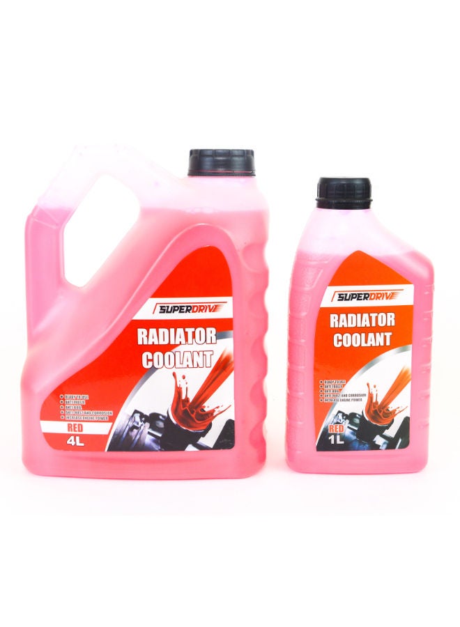 Superdrive Engine Coolant Offer for Car Radiator Anti Freeze & Boil 4L+1L (Red) - Image 1