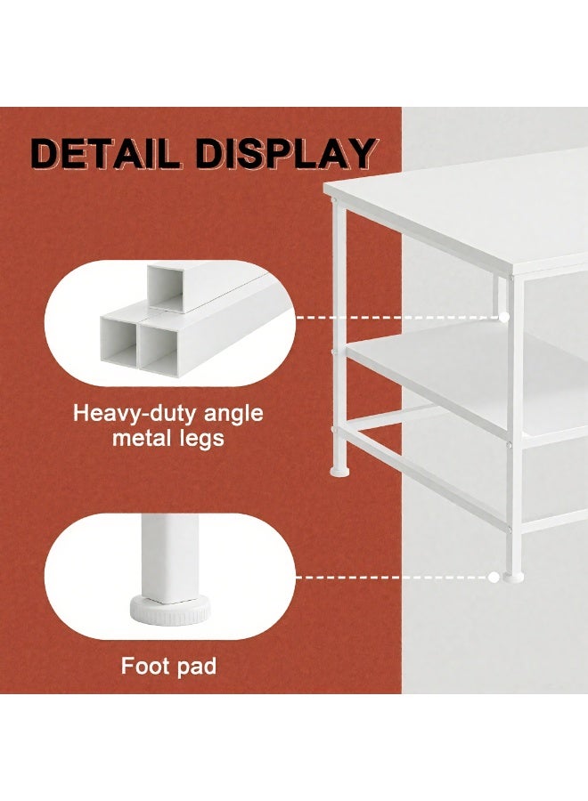 Apexll Modern White 3-Tier Coffee Table for Living Room – Minimalist Tea Table with Open Storage Shelves, Space-Saving Design, Sturdy Metal Frame & White Wood Top, Easy Assembly - Image 5