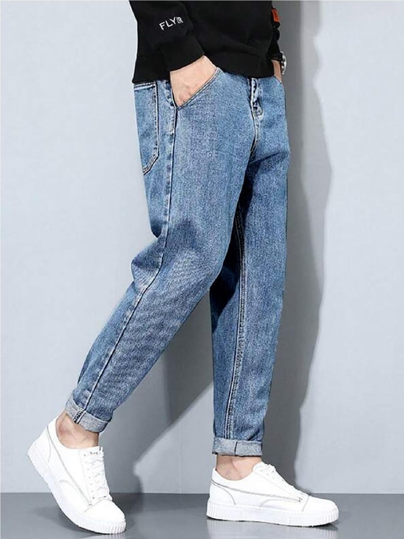 Ben Martin Men's Tapered Fit Jeans || Carrot Fit Jean's for Men || Relax Fit Denim for Man || High Rise Stretchable Casual Jean:s || Narrow Bottom Jean s for Men:s || L-Blue Jeans for Men-s, 28 (1) - Image 2