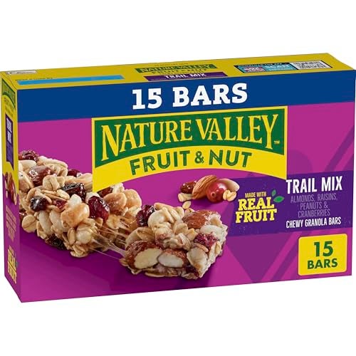 Nature Valley Chewy Fruit & Nut Trail Mix Granola Bars, Almond Raisin & Cranberry with Whole Grain Oats, No Artificial Flavors or Colors, No High Fructose Corn Syrup, On-the-Go Snack, 15 Bars 18 oz - Image 1