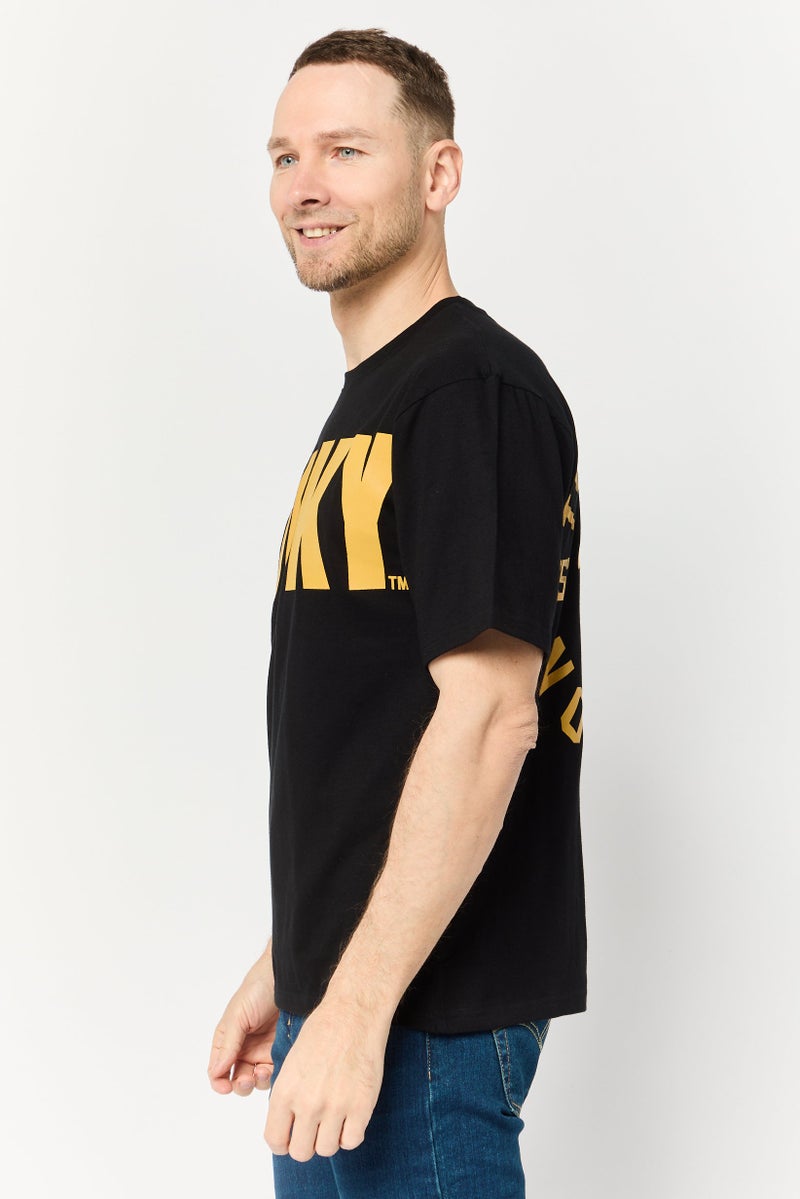 Rocky تي شيرت للرجال بأكمام قصيرة وياقة دائرية بشعار العلامة التجارية، أسود - Image 3