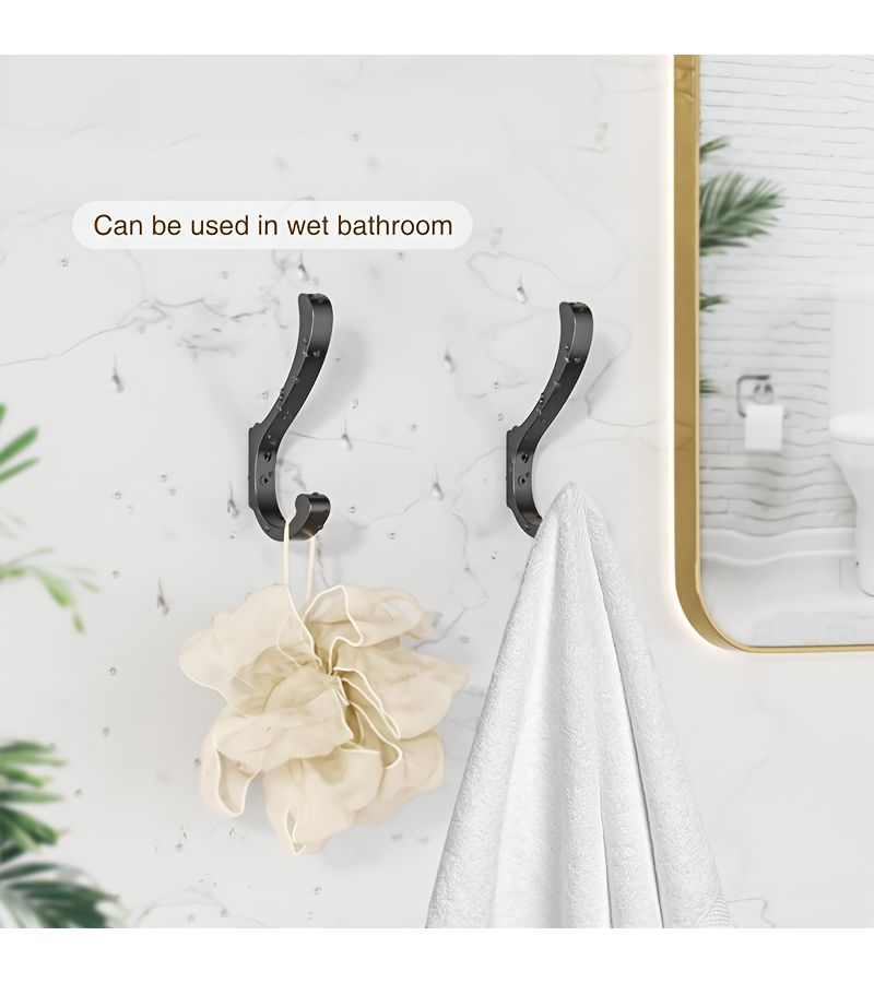 5.4 Inch Black Heavy Duty Wall Hooks 4 Pack for Coats Towels Bags - Image 4
