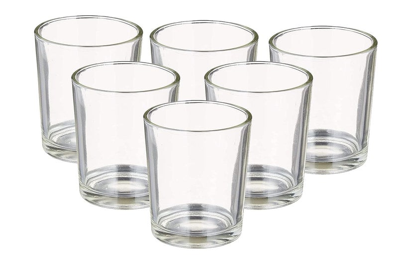 AISHU Glass Tealight Candle Holders for Living Room Side Table Home Decoration and Light Events Pack of 6 - Image 1
