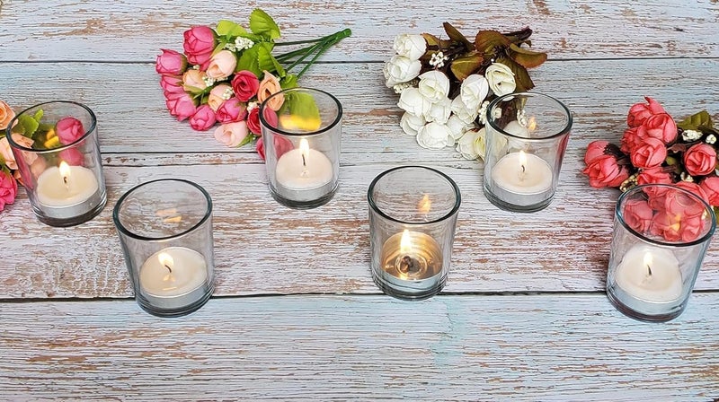 AISHU Glass Tealight Candle Holders for Living Room Side Table Home Decoration and Light Events Pack of 6 - Image 2