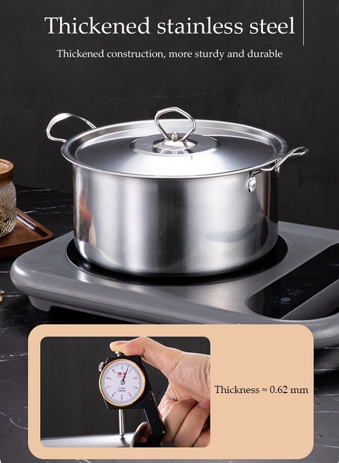 DUNISO طقم أواني طهي من الفولاذ المقاوم للصدأ مكون من 5 قطع، عالية الجودة غير مطلية، وعاء بزاوية قائمة، مناسب للمرق، الحساء، الطهي، مع غطاء، مناسب لأي موقد، آمن في غسالة الصحون - Image 4