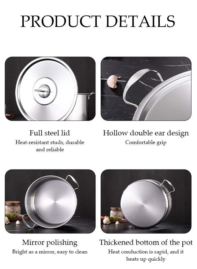 DUNISO طقم أواني طهي من الفولاذ المقاوم للصدأ مكون من 5 قطع، عالية الجودة غير مطلية، وعاء بزاوية قائمة، مناسب للمرق، الحساء، الطهي، مع غطاء، مناسب لأي موقد، آمن في غسالة الصحون - Image 3