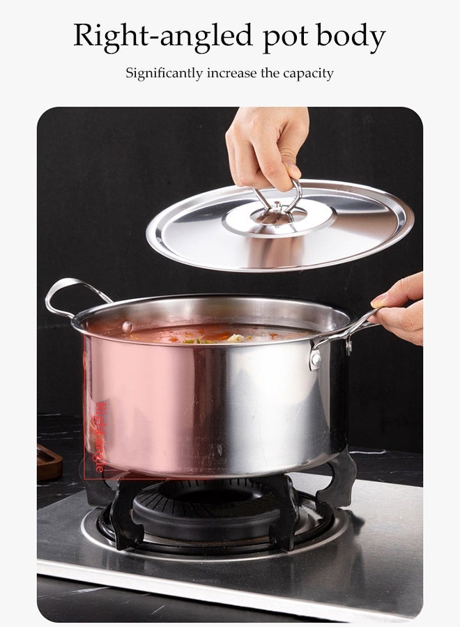 DUNISO طقم أواني طهي من الفولاذ المقاوم للصدأ مكون من 5 قطع، عالية الجودة غير مطلية، وعاء بزاوية قائمة، مناسب للمرق، الحساء، الطهي، مع غطاء، مناسب لأي موقد، آمن في غسالة الصحون - Image 5