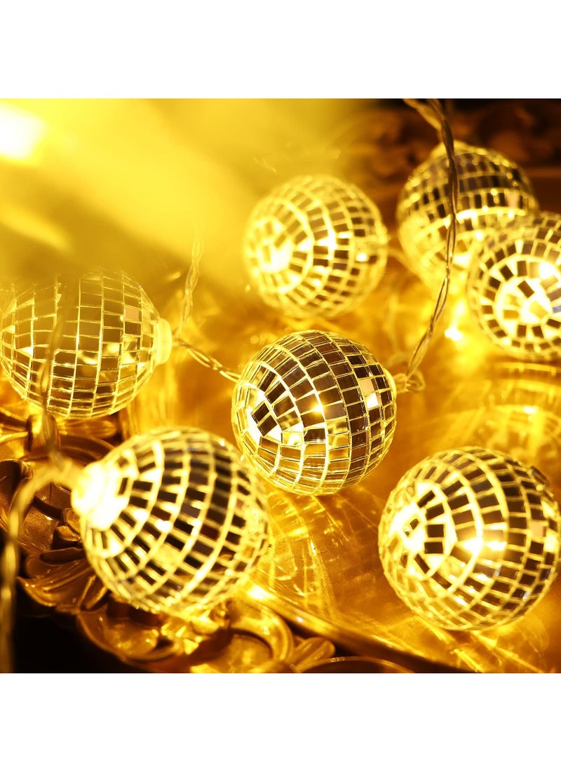 KASTWAVE Led Disco Ball String Lights, 20 Pcs Mirror Led Party Light Glass Ball Light Decorative Light String with Remote Control for Indoor Outdoor Patio Party Yard Garden Kids Bedroom Living Dorm (Yellow) - Image 5