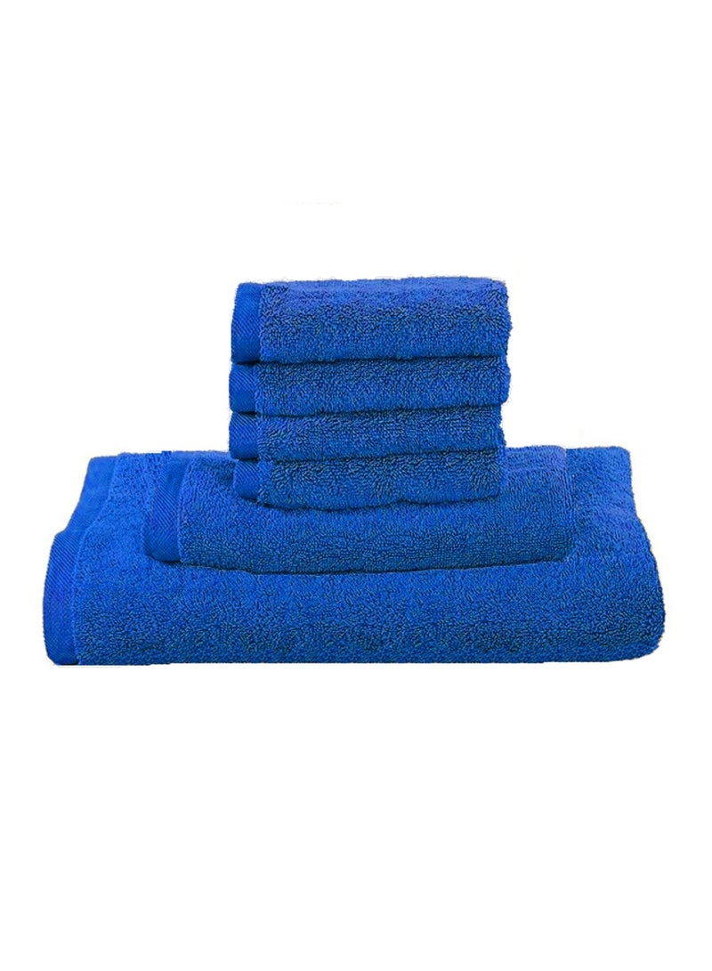 MAXQON 6-Pieces Towel Set - 100% Cotton 600 GSM, 1xBath Towel(70x140cm), 1xHand Towel(45x75cm), 4xFace Towel(30x30cm), Highly Absorbent Super Durable, Color-Blue  - Image 1