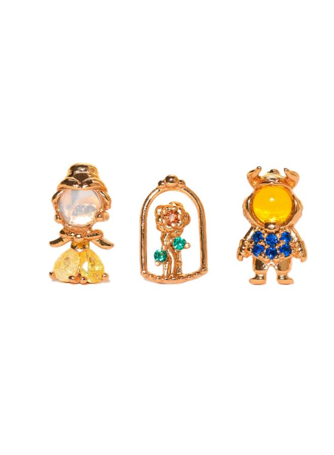 Light Luxury Style Fashion Creative Design Cartoon Three-piece Earrings Suit European And American Micro Inlaid Zircon Earrings 