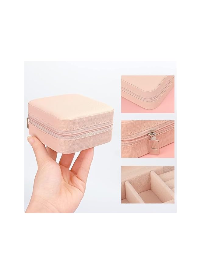 The Bros Travel Case Small Jewelry Organizer Portable Storage For Keeping Womens Rings Earrings Necklaces Bracelets (PINK) - Image 3