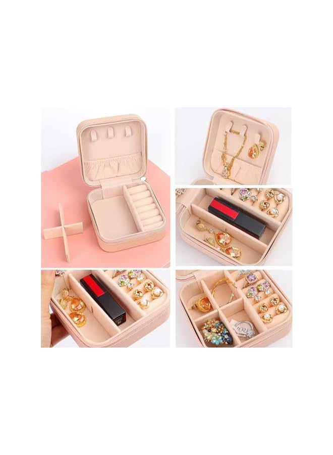 The Bros Travel Case Small Jewelry Organizer Portable Storage For Keeping Womens Rings Earrings Necklaces Bracelets (PINK) - Image 4