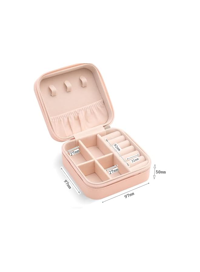 The Bros Travel Case Small Jewelry Organizer Portable Storage For Keeping Womens Rings Earrings Necklaces Bracelets (PINK) - Image 2