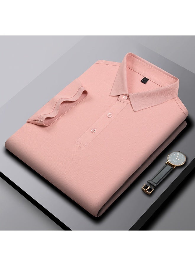 Men's Casual Half Sleeve T-Shirt Fashionable Pure Color Polo Shirt UV Protection Comfortable Summer Wear - Image 1