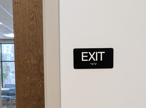 NapTags NAP TAGS - ADA Compliant Exit Sign with Braille (6" x 3" Black Sign), Indoor, Easy Installation, Made in the USA - Image 4
