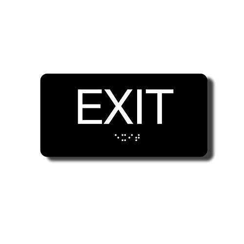 NapTags NAP TAGS - ADA Compliant Exit Sign with Braille (6" x 3" Black Sign), Indoor, Easy Installation, Made in the USA - Image 1