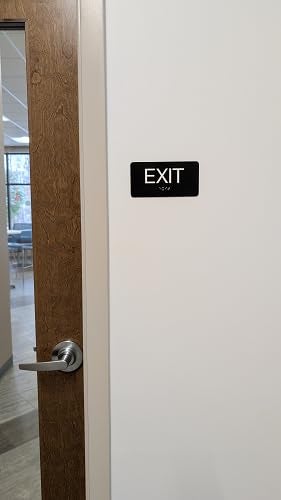 NapTags NAP TAGS - ADA Compliant Exit Sign with Braille (6" x 3" Black Sign), Indoor, Easy Installation, Made in the USA - Image 3