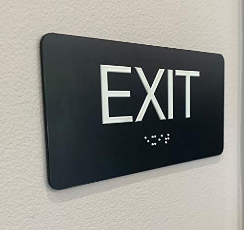 NapTags NAP TAGS - ADA Compliant Exit Sign with Braille (6" x 3" Black Sign), Indoor, Easy Installation, Made in the USA - Image 2