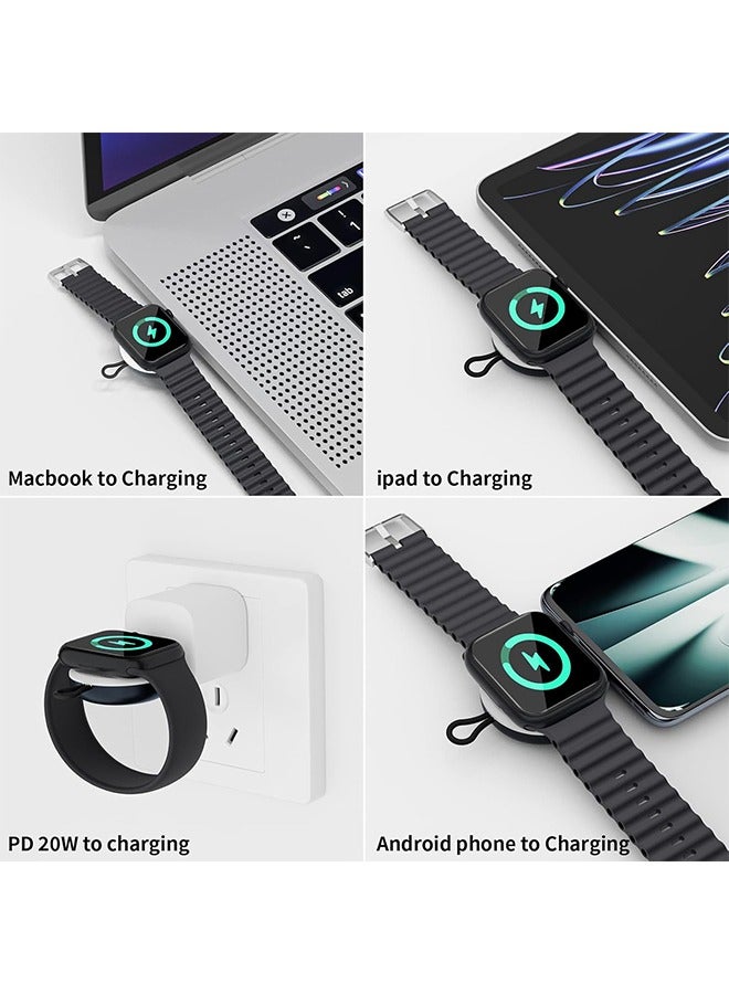 شاحن USB-C قابل للتوصيل ل Apple Watch ، شحن مغناطيسي لاسلكي محمول سريع متوافق مع Apple iWatch Ultra / Series 8/7/6/5/4/3 / SE شاحن Travel Pod ، شاحن سفر لاسلكي سلسلة المفاتيح - Image 3