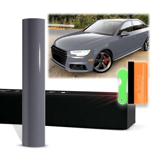 EZAUTO WRAP 12"x60" (1FTx5FT) PPF Paint Protection Film Gloss Gunmetal Gray Self Healing Auto Bra Vinyl Wrap Invisible Scratches Shield Sheet DIY with Tool Kit - Image 1