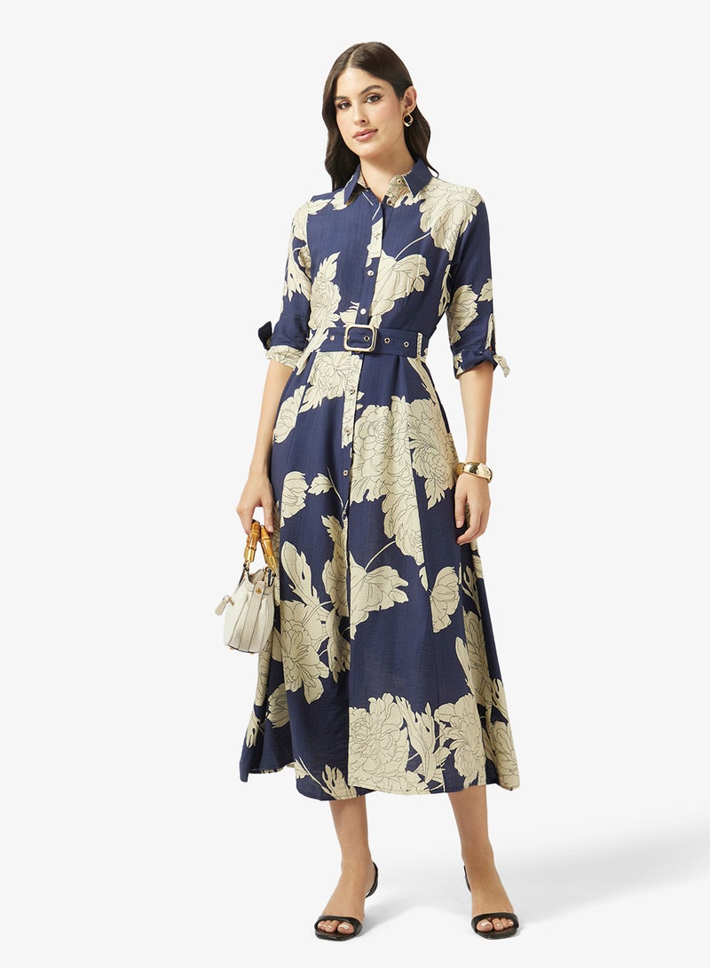 Style Cheat Belted Floral Print Maxi Dress - Image 4