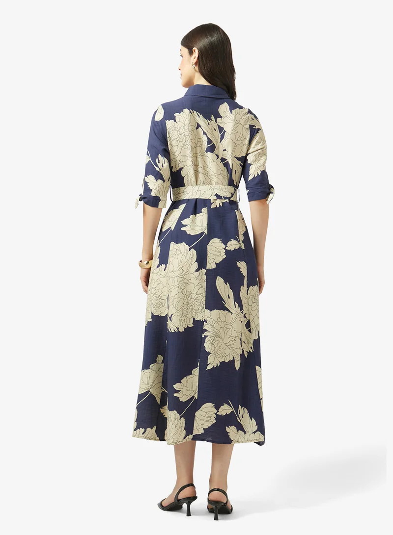 ستايل تشيت فستان ماكسي بطبعة زهور مع حزام