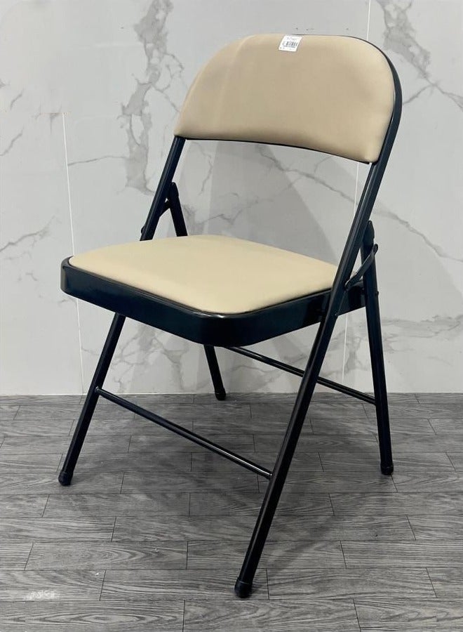 كادي ون كرسي قابل للطي للرحلات و التخييم قماش جلد لون بيج - Image 1