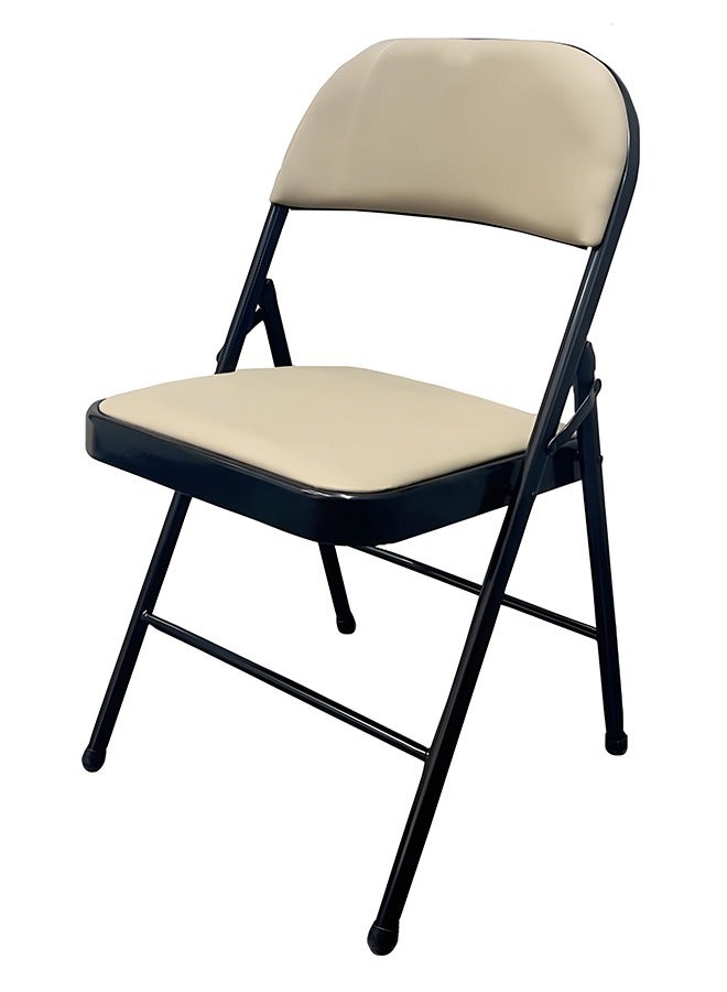 كادي ون كرسي قابل للطي للرحلات و التخييم قماش جلد لون بيج - Image 2