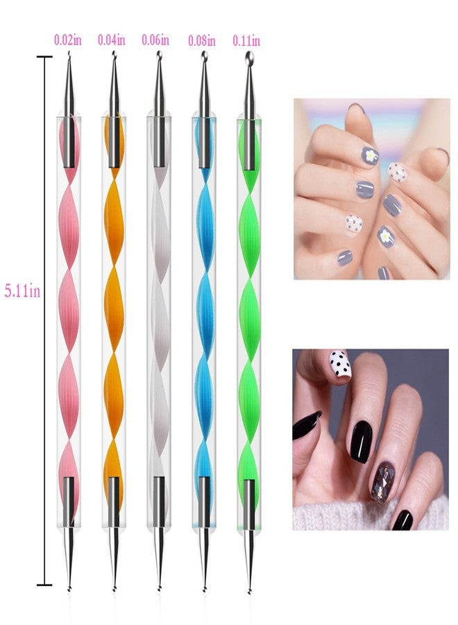 HomTop Nail Dotting Tools Set - 5PCS Dual-Ended Dotting Pens & 3PCS Nail Art Brushes for DIY Nail Art, Painting & Design - Image 3