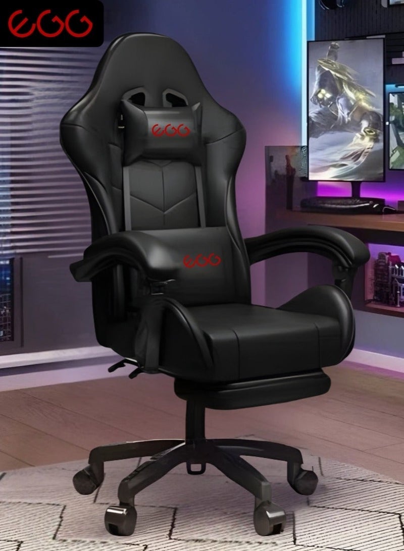 إج كرسي جيمنج بقاعدة فولاذية ومسند أقدام - كرسي مكتب مريح دوران 360 - كرسي كمبيوتر فائق التحمل للألعاب والعمل 2025 - Image 1