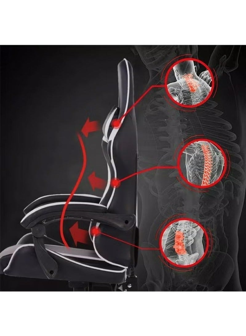 Egg Iron Foot Esports Gaming Chair, Adjustable Computer Chair, Computer Office, Pu Leather, High Backrest, Lumbar Support, Comfortable Armrests, Headrest With Footrest, 360° Rotation,Black - Image 5