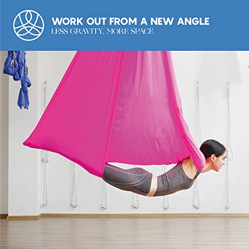 aum active Aerial Silk Yoga Hammock & Swing for Home, Inversion Exercises, Starter Kit for All Levels - Durable with Extension Straps, Carabiners, and Pose Guide - Image 5