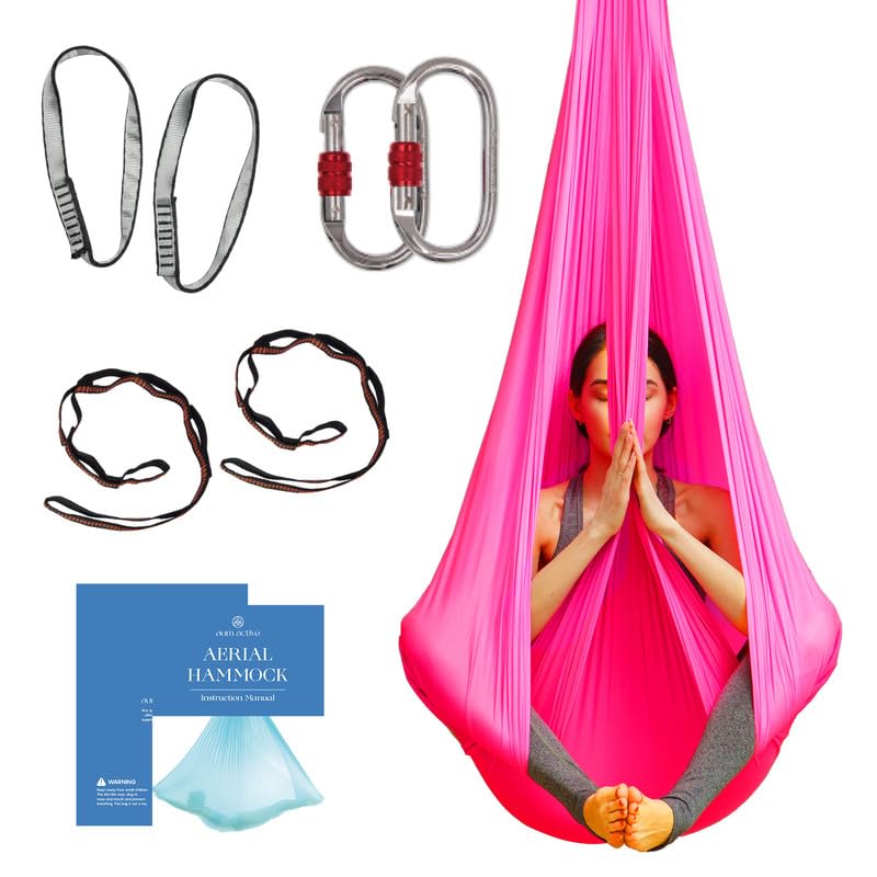aum active Aerial Silk Yoga Hammock & Swing for Home, Inversion Exercises, Starter Kit for All Levels - Durable with Extension Straps, Carabiners, and Pose Guide - Image 1