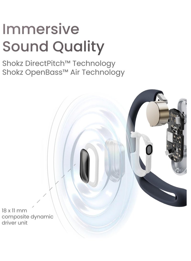 شوكز سماعات رأس لاسلكية OpenFit air، سماعة رأس رياضية بتقنية التوصيل العظمي مع ميكروفون، وقت تشغيل يصل إلى 6 ساعات ومقاومة للماء IP55 للجري والتمرين وركوب الدراجات - Image 4