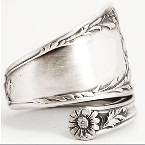 OIDIMS Sunflower Spoon Adjustable Rings Promise Wedding Engagement Statement Boho Vintage Finger Open Ring Extendable Wrap Bands for Women Men Retro Comfort Fit Jewelry - Image 3