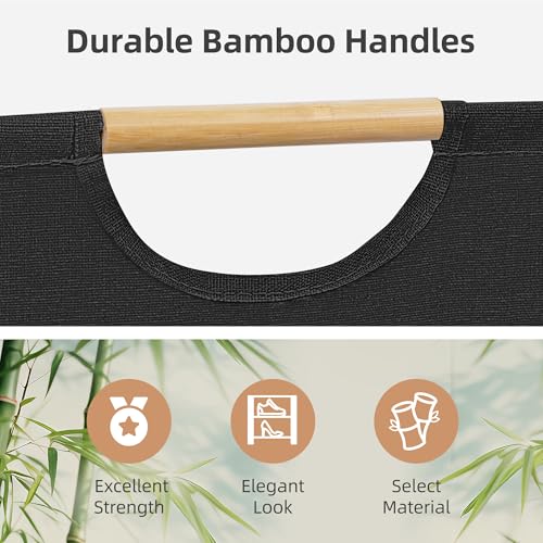 STORAGE MANIAC 3Pack Large Laundry Hamper 80L 211 Gal Collapsible Laundry Basket with Bamboo Handles Freestanding Waterproof Clothes Hamper for Laundry Room Bedroom Dorm Towels Black - Image 3
