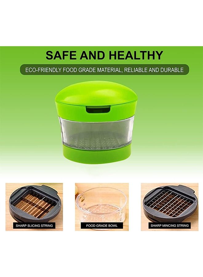 Multifunctional Garlic Cutter, Stainless Steel Blade Garlic Cutter, Vegetable Cutter, Garlic Chopper, Garlic Press, Kitchen Gadgets (Green) - Image 5