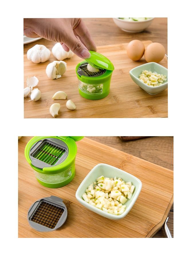Multifunctional Garlic Cutter, Stainless Steel Blade Garlic Cutter, Vegetable Cutter, Garlic Chopper, Garlic Press, Kitchen Gadgets (Green) - Image 3