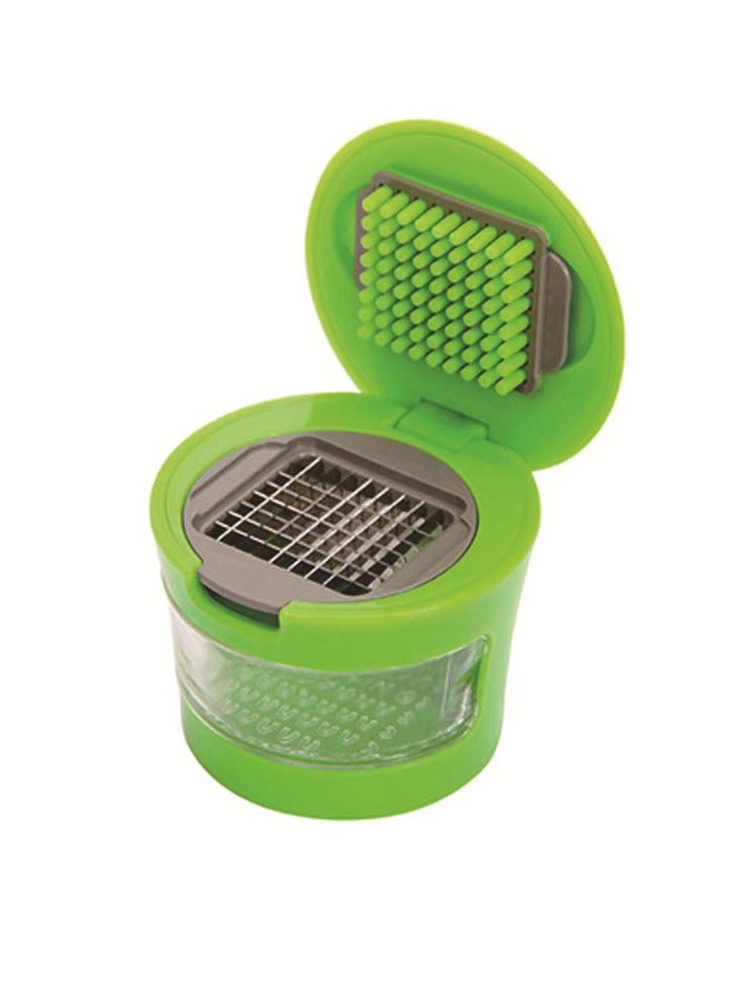 Multifunctional Garlic Cutter, Stainless Steel Blade Garlic Cutter, Vegetable Cutter, Garlic Chopper, Garlic Press, Kitchen Gadgets (Green) - Image 1