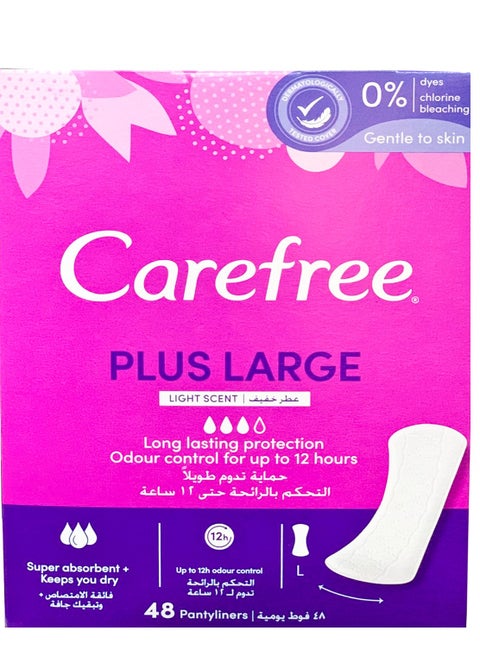 Carefree Plus Large Panty Liners, Light Scent - Pack of 48