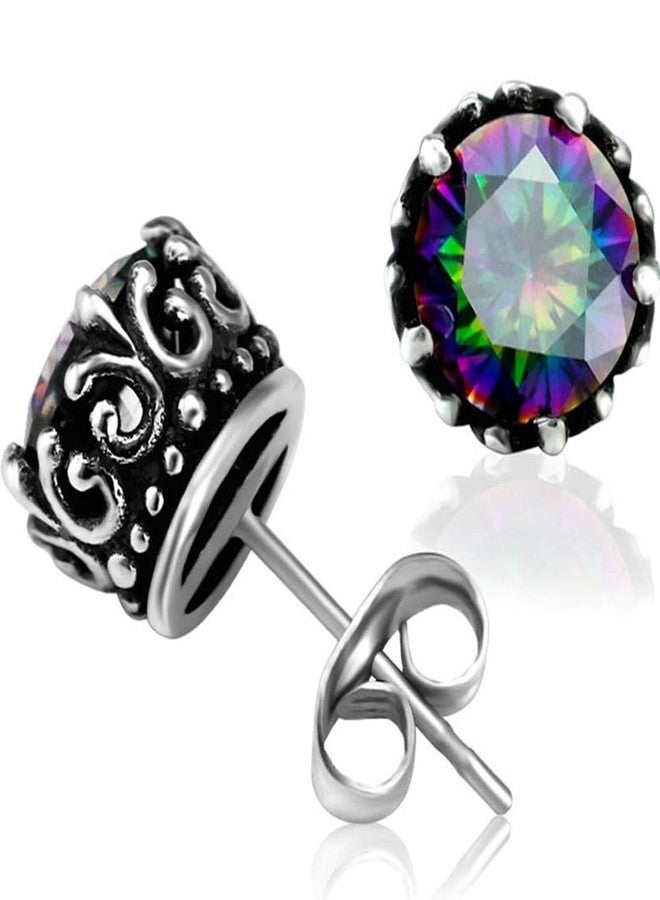 JUDE Retro Vintage Celtic Knot Stainless Steel Fire Crystal Stud Earrings (Fire) - Image 1