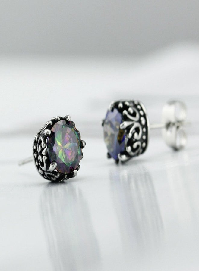 JUDE Retro Vintage Celtic Knot Stainless Steel Fire Crystal Stud Earrings (Fire) - Image 5