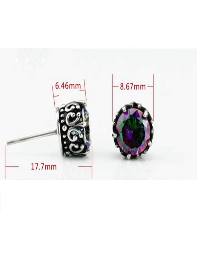 JUDE Retro Vintage Celtic Knot Stainless Steel Fire Crystal Stud Earrings (Fire) - Image 2