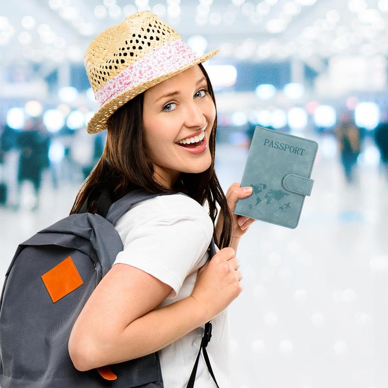 ACdream Passport Holder for Travel Essentials, Rfid Blocking Passport Wallet Cover Case for Travel Must Haves Accessories, Book Holders for Women & Men- Light Blue - Image 2